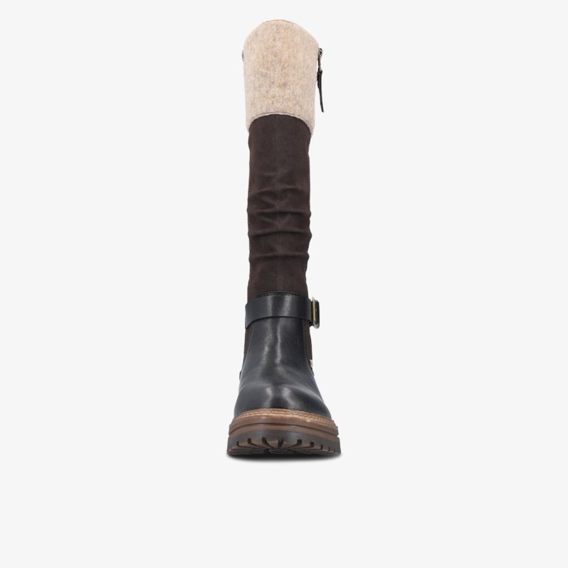 Warmer hoher Stiefel mit kuscheligem Schaft und robuster langlebiger Laufsohle frontal