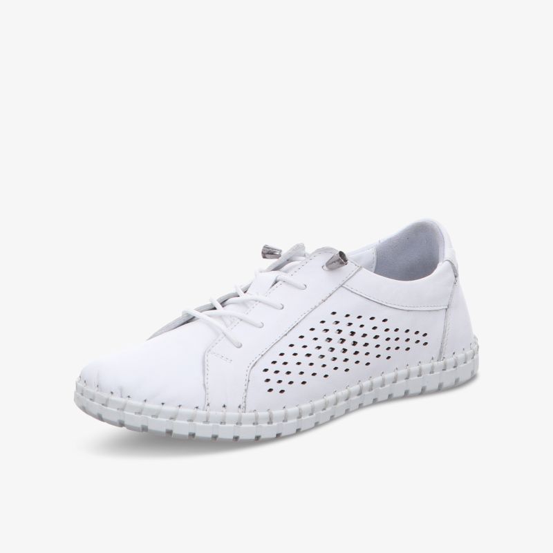 Moderner weißer Schuh mit perforiertem Design, leichter und bequemer sportlicher Schnürschuh für optimalen Tragekomfort