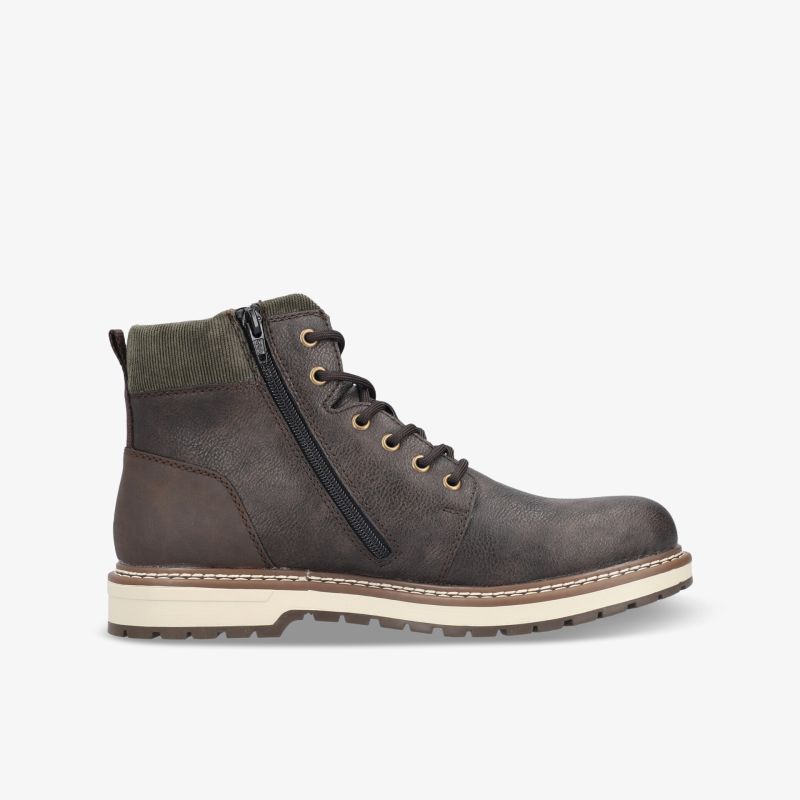 Robuster brauner Outdoor-Stiefel mit seitlichem Reißverschluss und profilierter Laufsohle für hohen Tragekomfort
