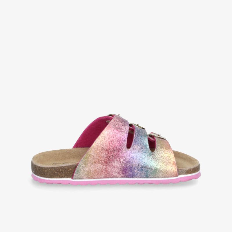 Bequeme Sandalen mit lebhaftem Farbverlauf und verstellbaren Riemen, ideal für Alltag und Freizeit.