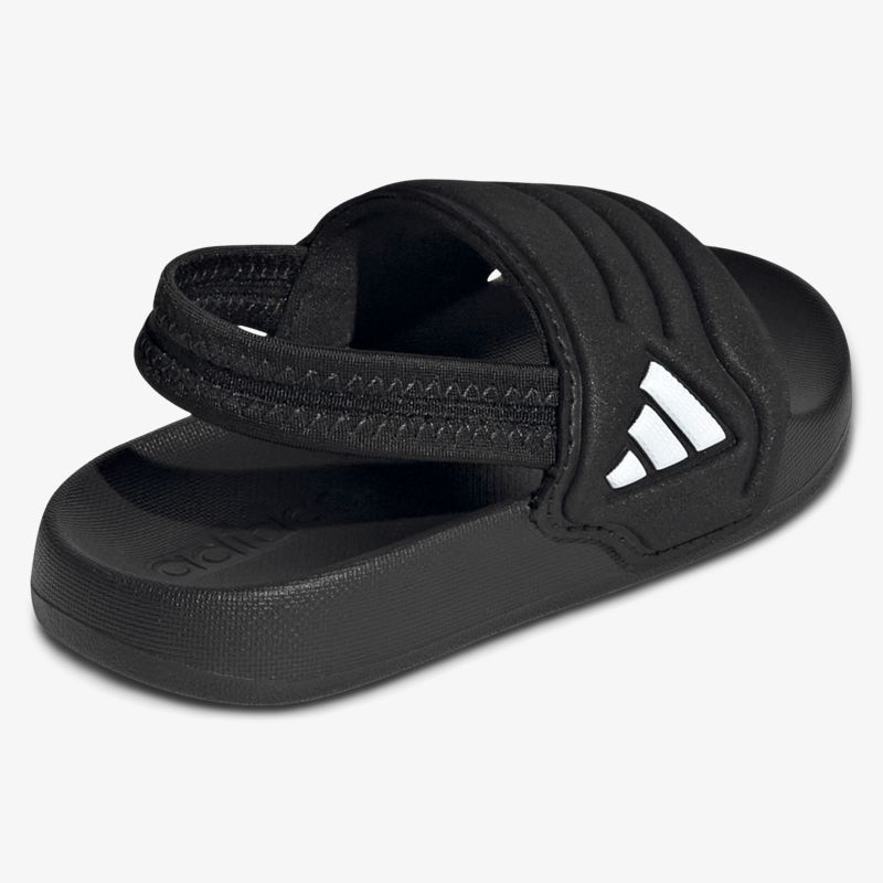 Bequemer, gepolsterter schwarzer Schuh mit elastischem Fersenriemen und rutschfester Sohle