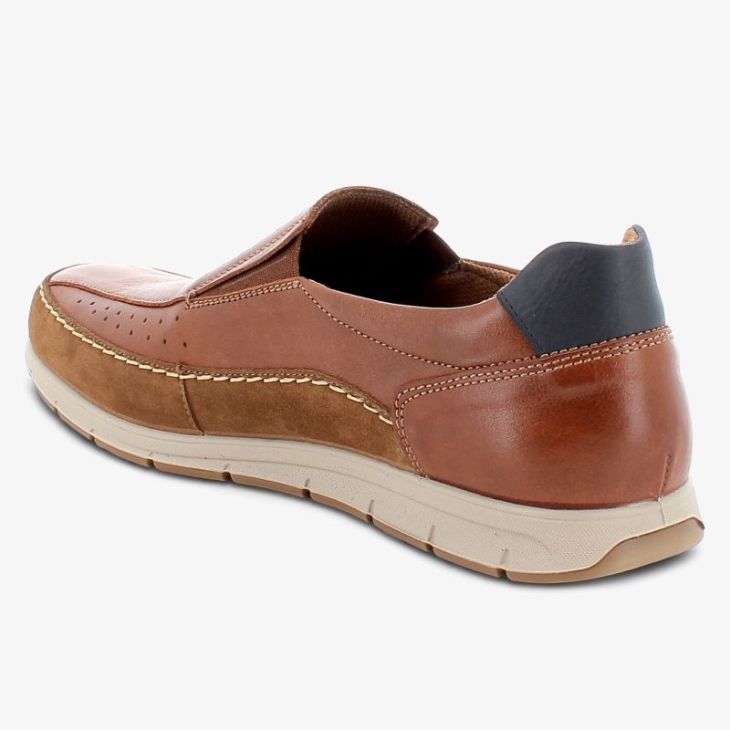 Eleganter brauner Schuh mit Kontrastelementen und bequemer Sohle