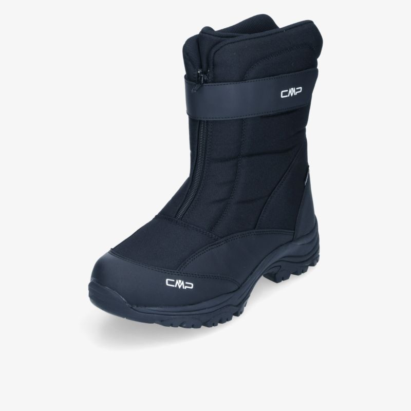 Schwarzer robuster Winterstiefel mit warmer Isolierung, wasserdichtem Material und rutschfester Sohle