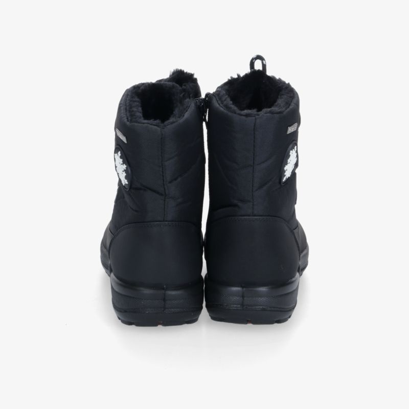 Schwarze Winterstiefel mit warmem Innenfutter und robuster, rutschfester Sohle, Rückansicht