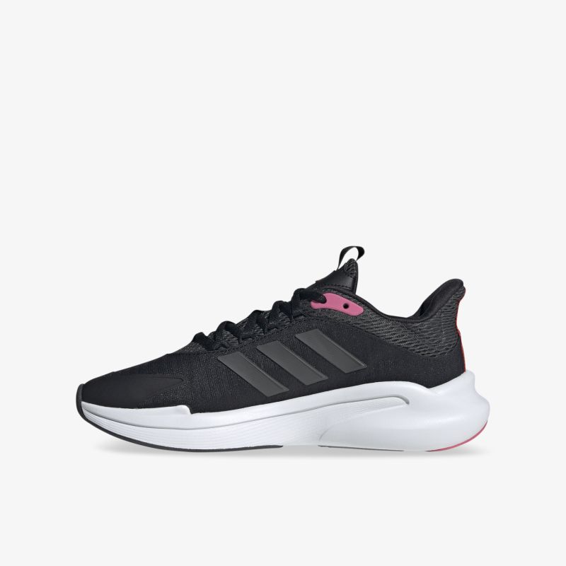 Moderner schwarze Sneaker mit stilvollem Design und pinken Akzenten, ideal für sportliche Aktivitäten.