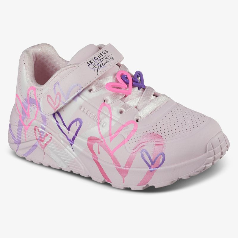 Modischer Sneaker mit farbenfrohem Herzdesign und verstellbarem Klettverschluss