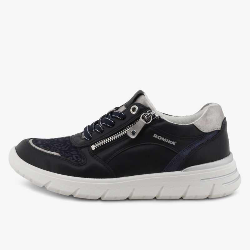 Bequemer sportlicher Sneaker mit flexiblem weißen Profil und praktischem Reißverschluss seitlich