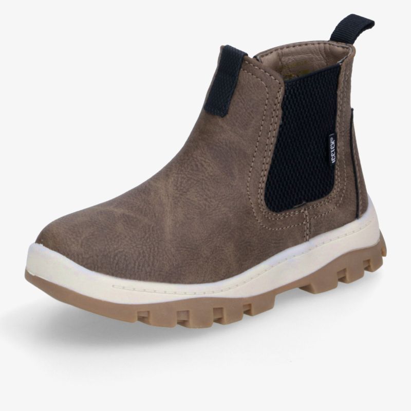 Robuster brauner Outdoor-Stiefel mit rutschfester Profilsohle, elastischem Einsatz und bequemem Tragekomfort