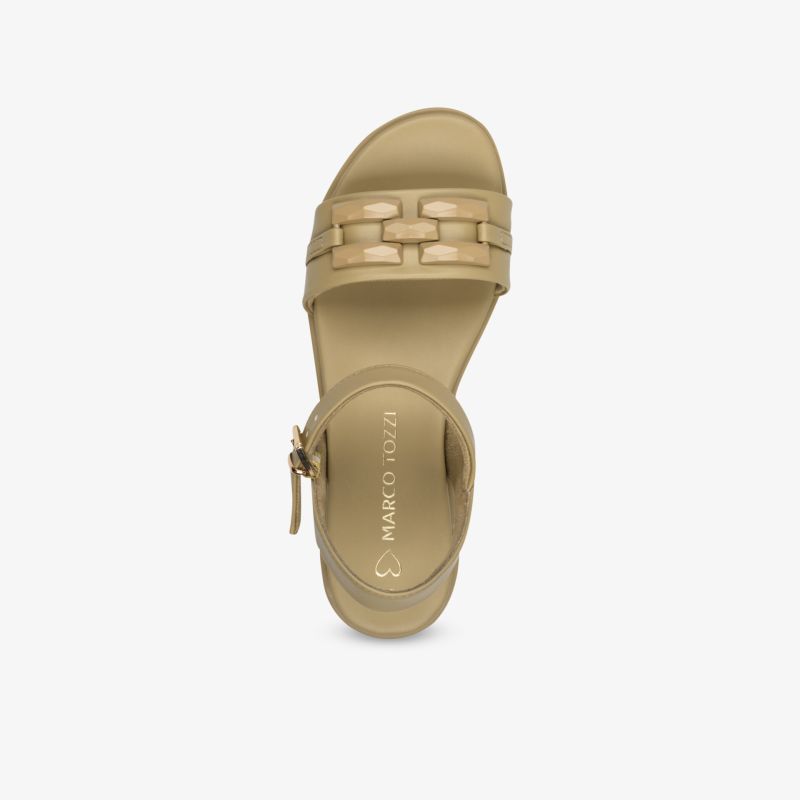Beige Sandale mit geflochtenem Riemen und praktischem Reißverschluss für bequemen und eleganten Sommertragekomfort