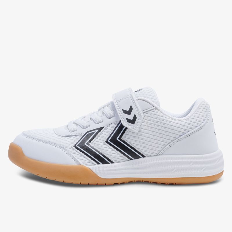 Weißer Sportschuh mit rutschfester Laufsohle und atmungsaktivem Obermaterial, leicht und komfortabel