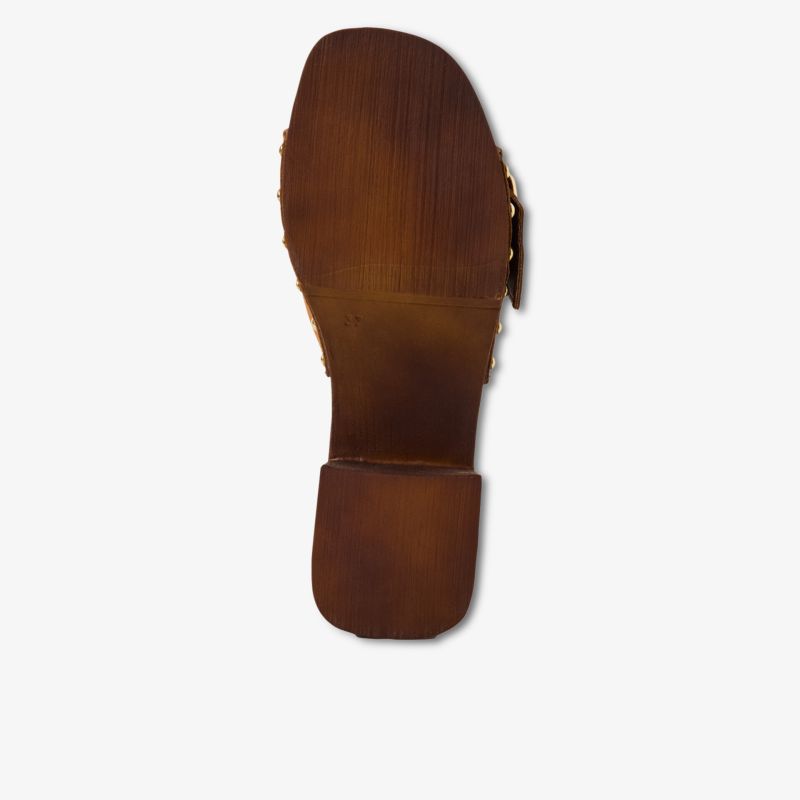 Robuste braune Ledersohle in klassischem Design für hochwertigen Schuh