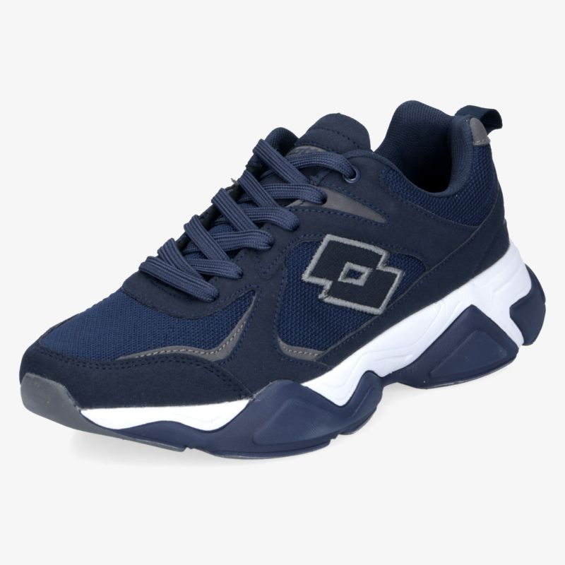 Moderner blauer Sportschuh mit weißer Sohle, schnürbar, komfortabel und rutschfest für vielseitigen Einsatz