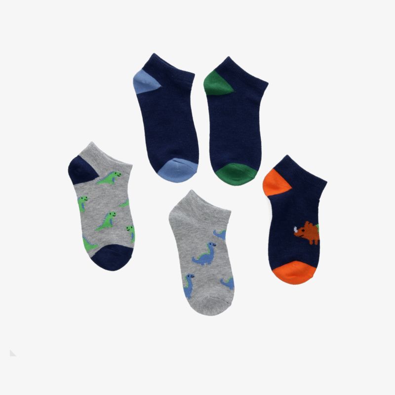 Set aus bunten, kurz geschnittenen Sneaker Socken mit verschiedenen Mustern, atmungsaktiv und bequem