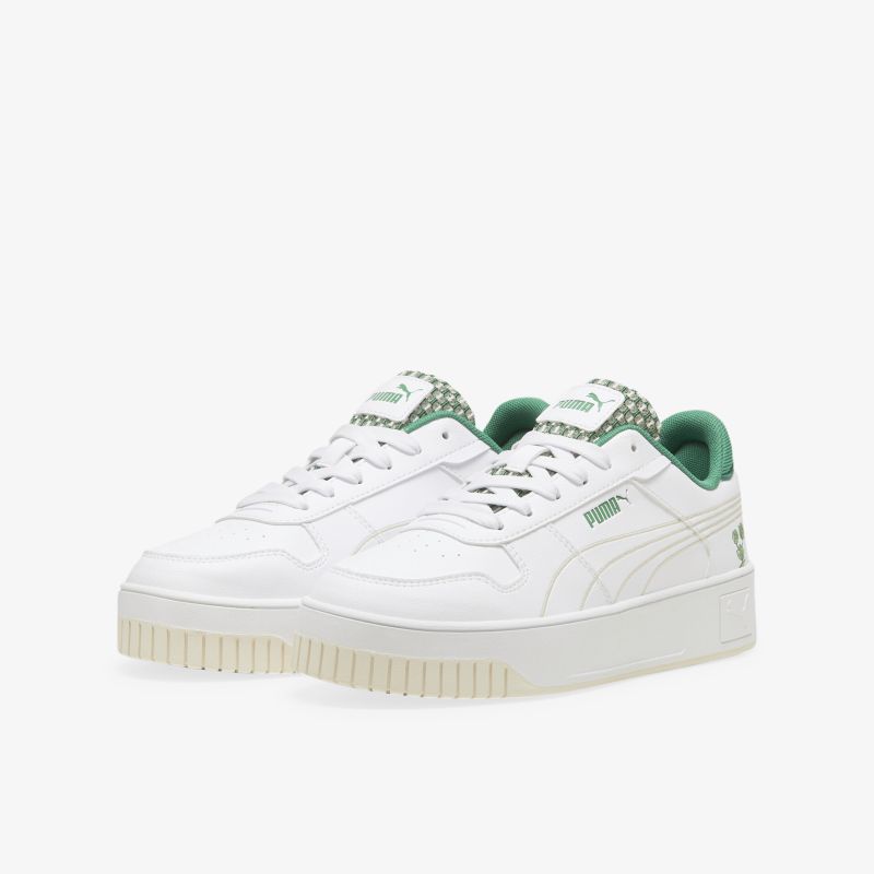 Weiß-grüne Sneaker im Paar mit gepolstertem Kragen und moderner, komfortabler rutschfester Sohle