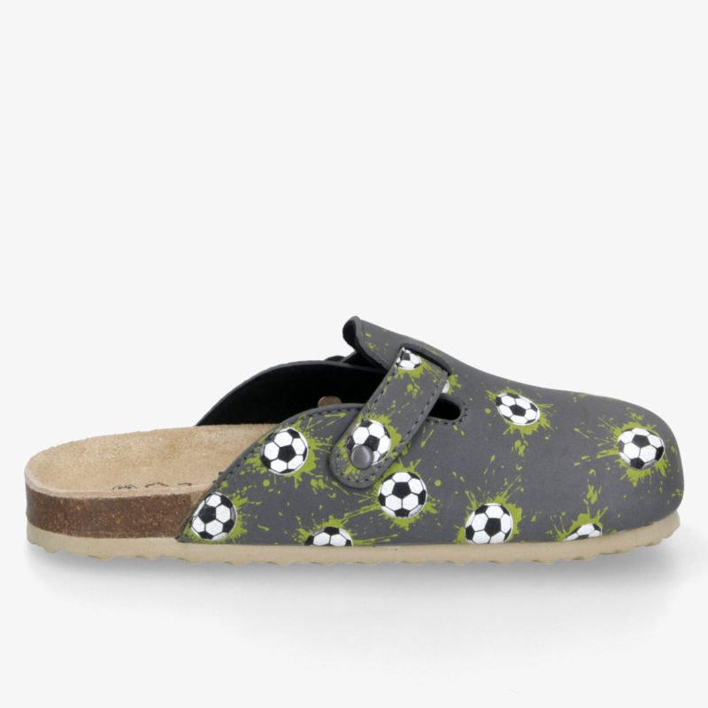 Bequemer Clog mit verstellbarem Riemen und rutschfester Sohle, gestaltet mit auffälligem Fußballmuster