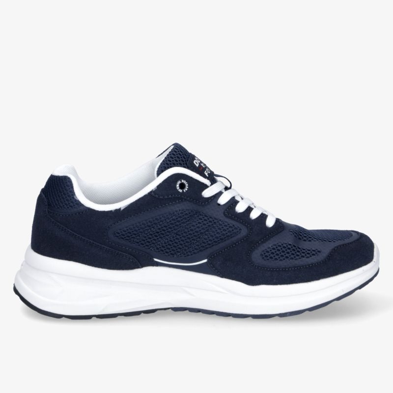 Dunkelblauer Sportschuh mit atmungsaktivem Material, robuster und leichter Sohle, komfortable Passform