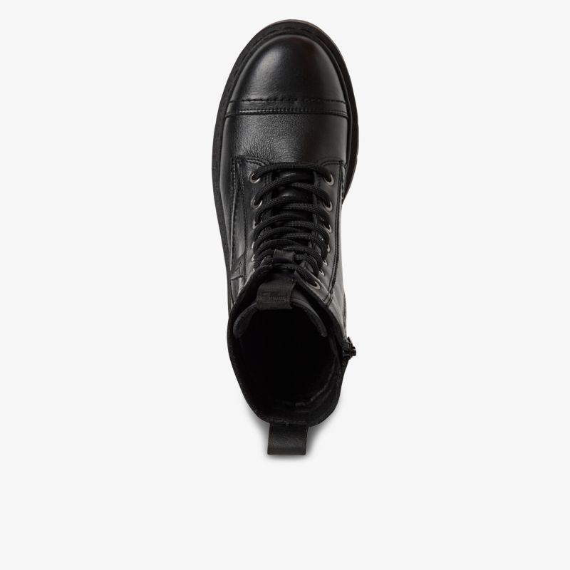 Schwarzer Schnürstiefel aus hochwertigem Leder mit bequemer Passform und stilvollem Design von oben