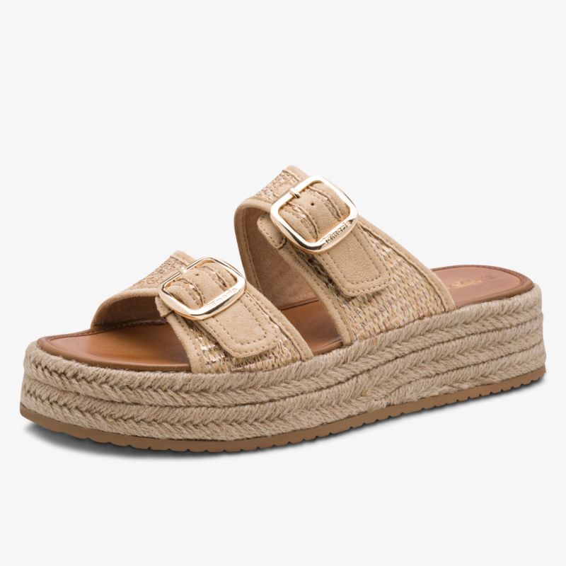 Bequeme Sandale mit geflochtenen Details und verstellbaren Schnallen auf Plateau-Sohle, ideal für Sommer
