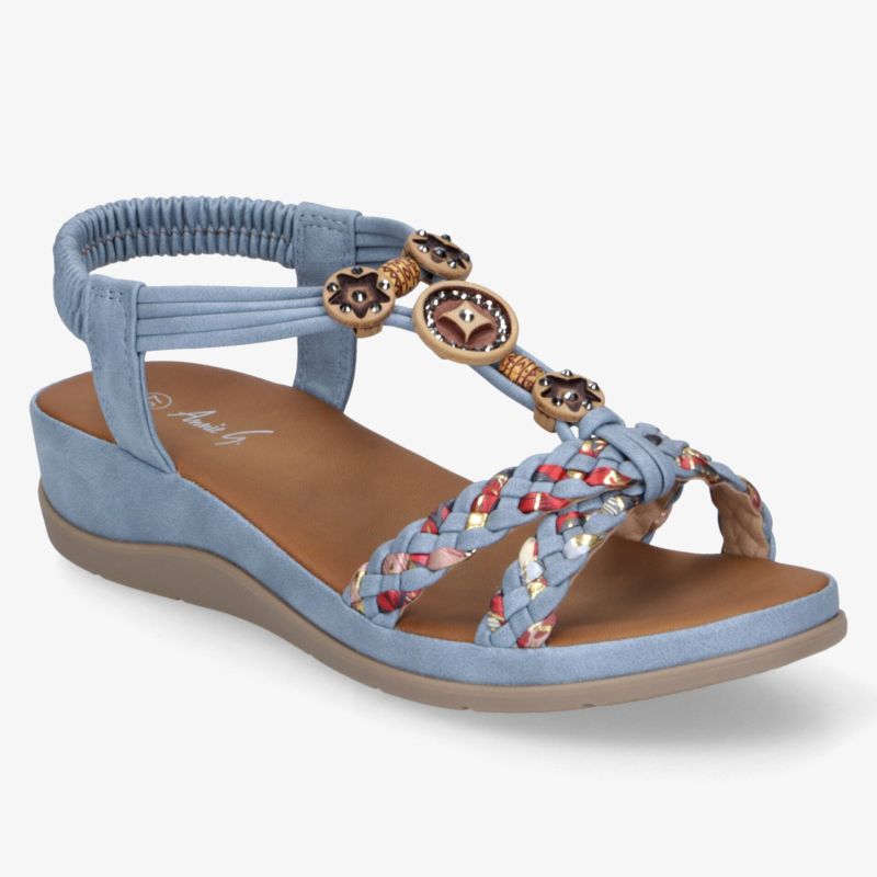 Bequeme Sandale mit geflochtenem Design und elastischem Band, ideal für stilvollen Komfort im Alltag.