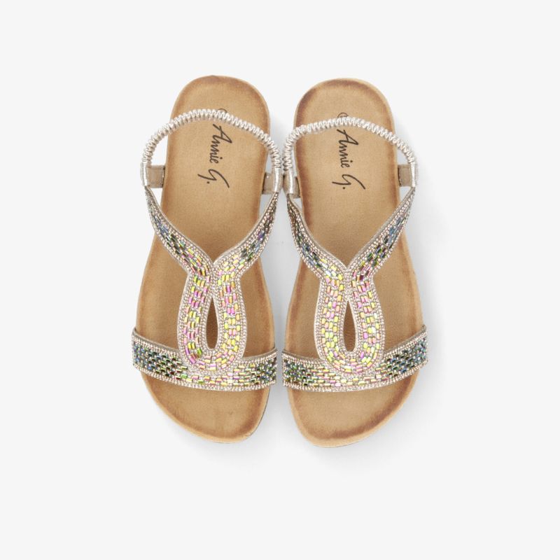 Elegantes Paar glitzernder Sandalen mit weichem Fußbett und verstellbaren Riemen für komfortables Tragen