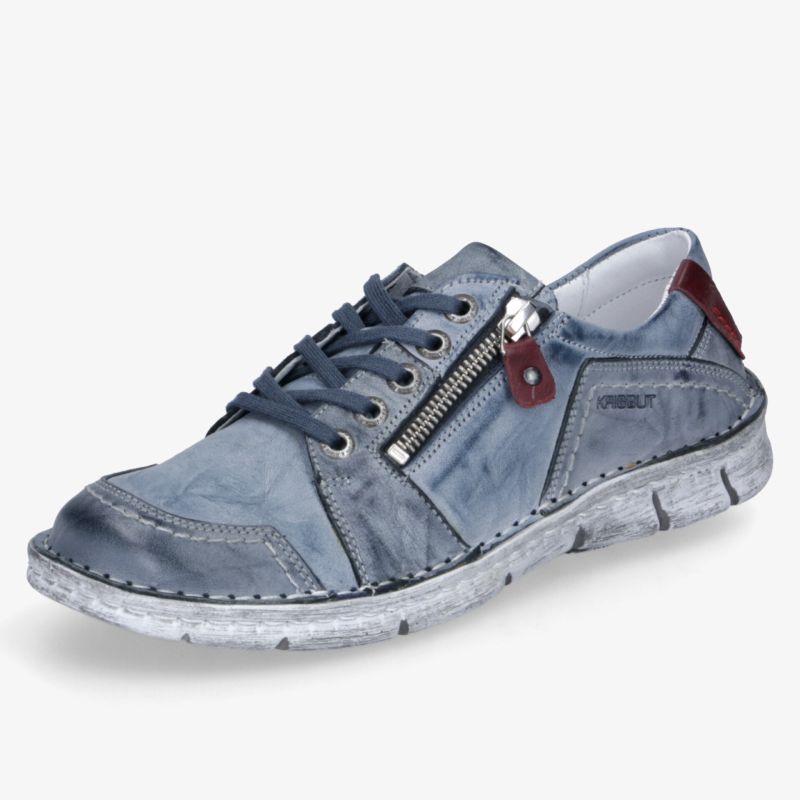 Modischer blauer Schnürschuh mit Reißverschluss und bequemer Sohle für vielseitige Freizeit-Styles