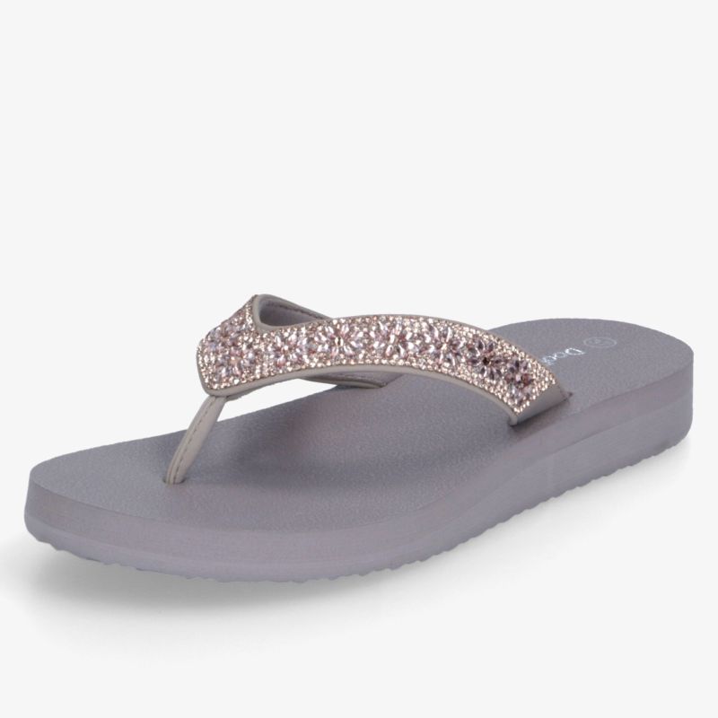 Bequeme Flipflop mit weichem Fußbett und rutschfester Sohle in modischem rosa Glitzerdesign